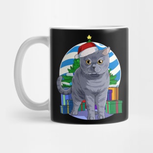 British Shorthair Cat Santa Christmas Gift Mug